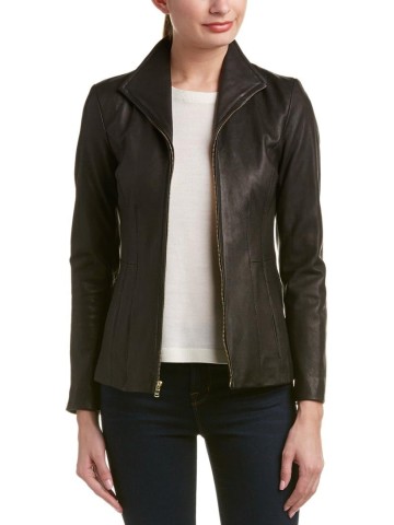 Women's Leather Wing Collared Jacket