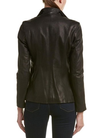 Women's Leather Wing Collared Jacket