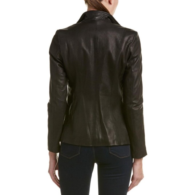 Women's Leather Wing Collared Jacket