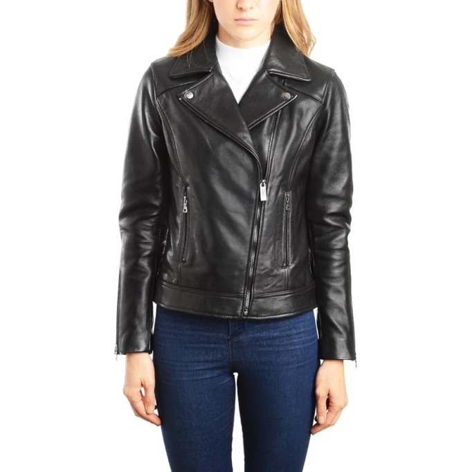 EST. 1950 Women's Jacket Genuine Lambskin Leather Biker Fashion Coat