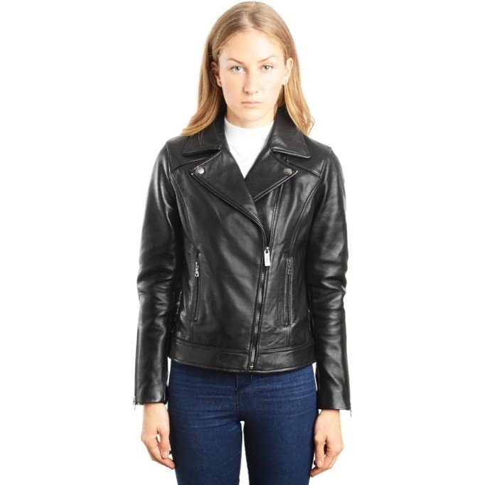 EST. 1950 Women's Jacket Genuine Lambskin Leather Biker Fashion Coat