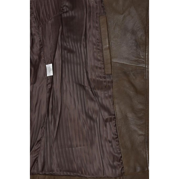 Women's Real Lambskin Brown Leather Jacket Trench Fashion Designer Mid-Length Winter Coat
