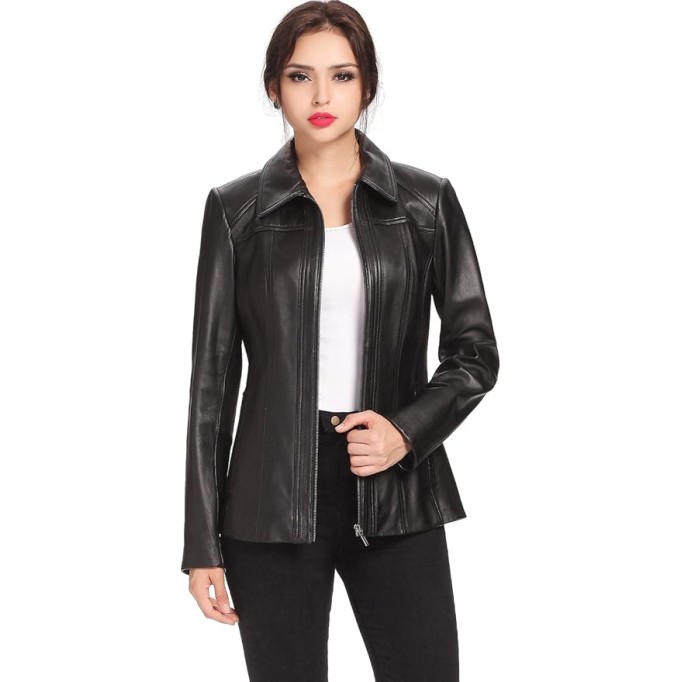 Women Ellen Lambskin Leather Jacket (Also available in Plus Size & Petite)