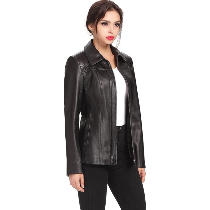 Women Ellen Lambskin Leather Jacket (Also available in Plus Size & Petite)