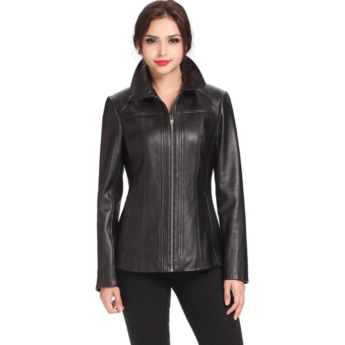Women Ellen Lambskin Leather Jacket (Also available in Plus Size & Petite)