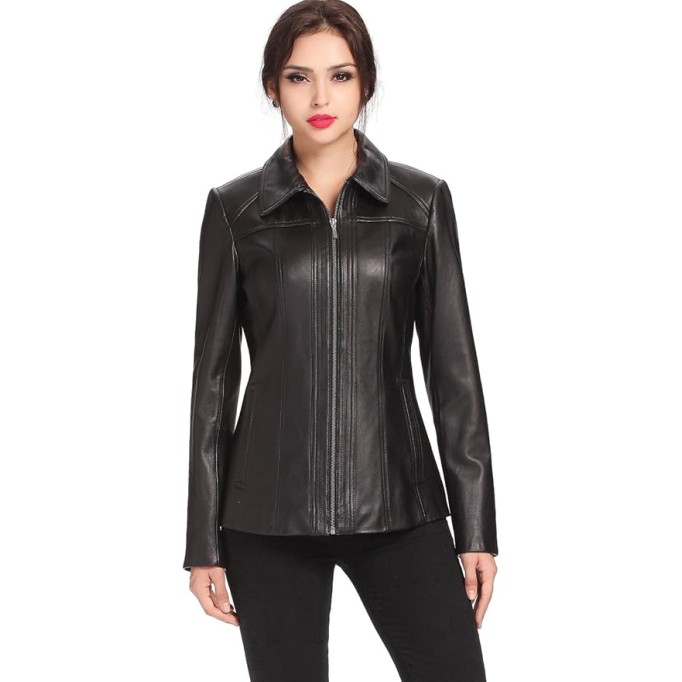 Women Ellen Lambskin Leather Jacket (Also available in Plus Size & Petite)