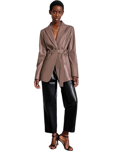 Women’s Casual Leather Blazer Genuine Lambskin Leather Jacket Coat