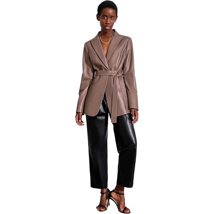 Women’s Casual Leather Blazer Genuine Lambskin Leather Jacket Coat