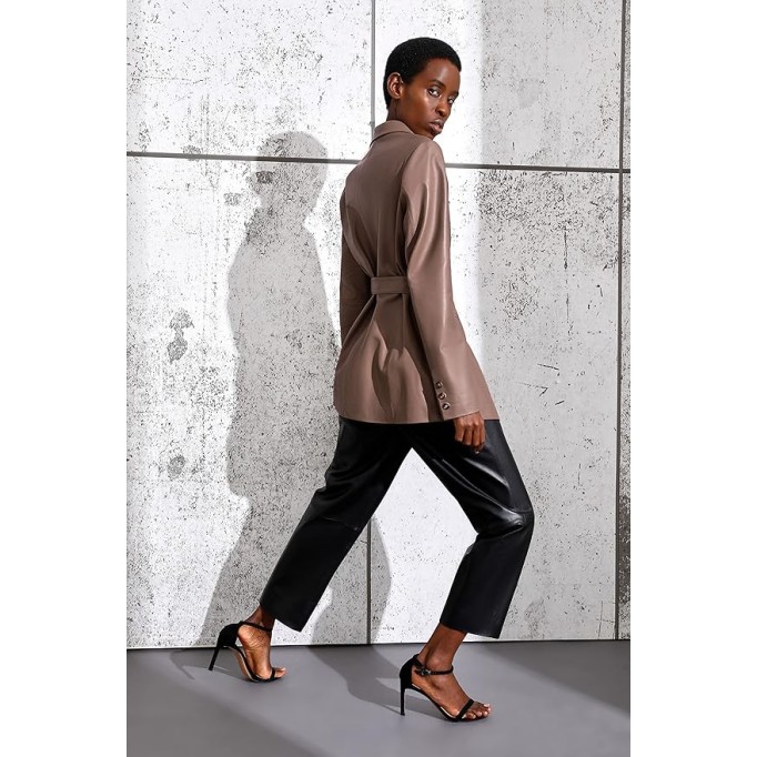 Women’s Casual Leather Blazer Genuine Lambskin Leather Jacket Coat