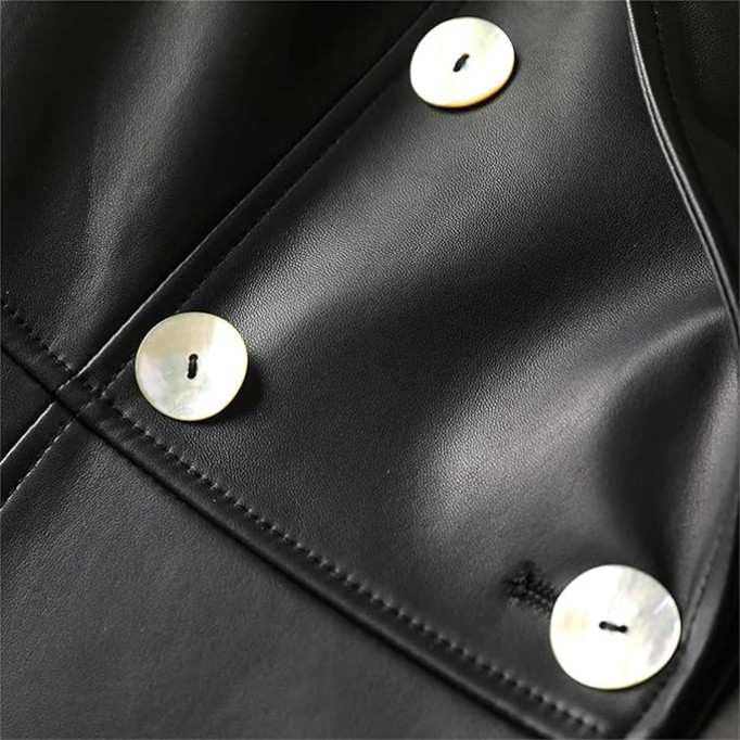 Women Fall Lapel Collar Double Breasted 100% Sheepskin Blazer Coats Ladies Lambskin Jackets