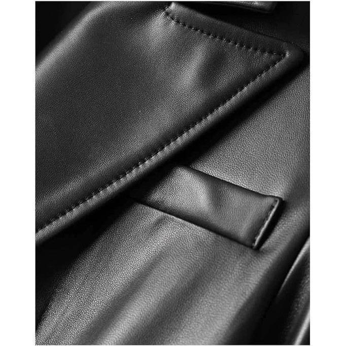 Women Fall Lapel Collar Double Breasted 100% Sheepskin Blazer Coats Ladies Lambskin Jackets