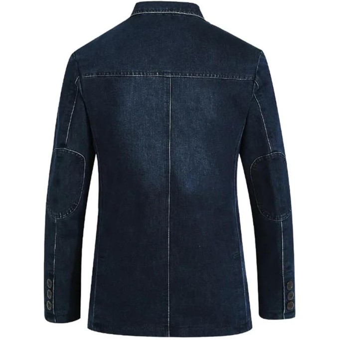Mens Denim Blazer Male Suit Oversized Cotton Vintage Single Breasted Blue Coat Denim Jacket