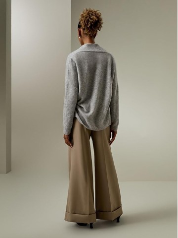 Cashmere Silk Blended Lounge Wrap Cardigan for Women Relaxed Fit Wrap Front Coat for Autumn Winter Loungewear