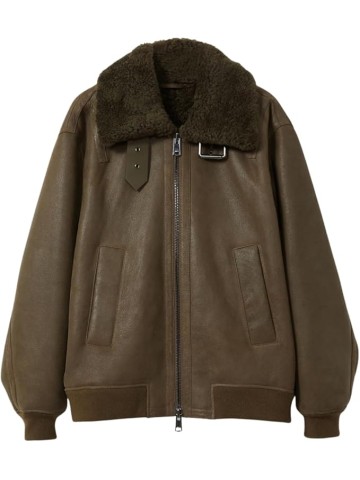 Women's Brown Real Lambskin Leather Jacket with Faux Fur Collar, Zip Front