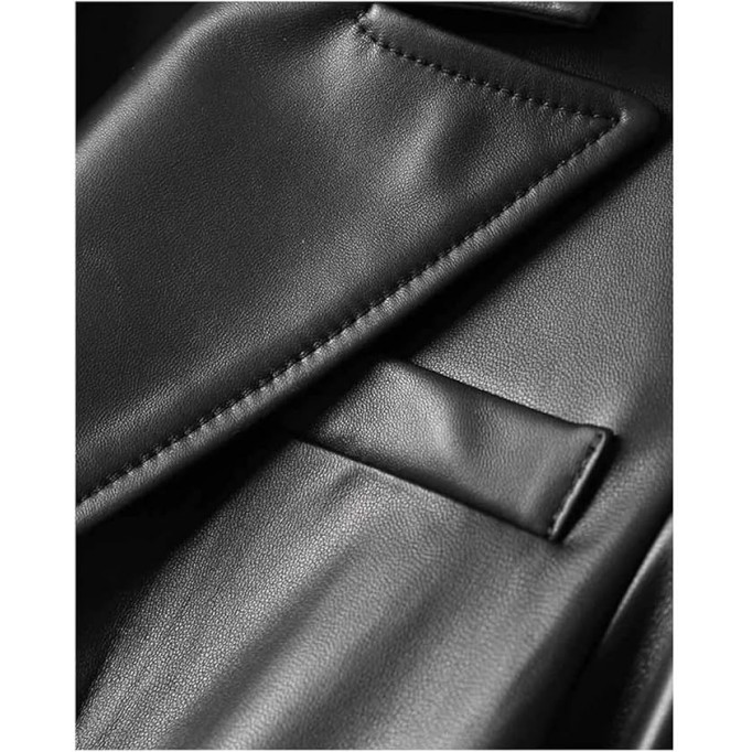 Women Sheepskin Blazer Coats Lapel Collar Double Breasted Lambskin Jackets Clothes