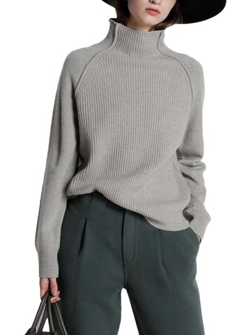 Women’S Cashmere Sweater Turtleneck Keep Warm Long Sleeve Knitted Casual Loose FIT Pullover Tops