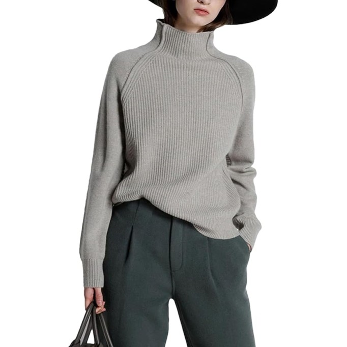 Women’S Cashmere Sweater Turtleneck Keep Warm Long Sleeve Knitted Casual Loose FIT Pullover Tops