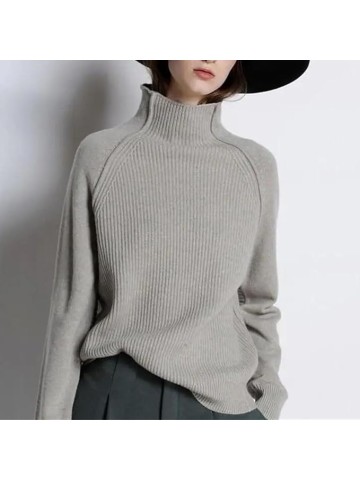 Women’S Cashmere Sweater Turtleneck Keep Warm Long Sleeve Knitted Casual Loose FIT Pullover Tops