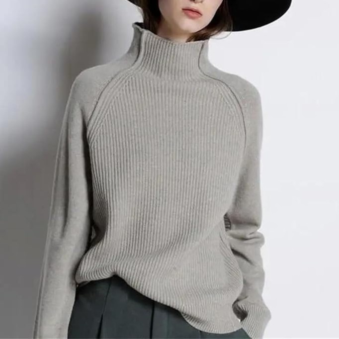 Women’S Cashmere Sweater Turtleneck Keep Warm Long Sleeve Knitted Casual Loose FIT Pullover Tops