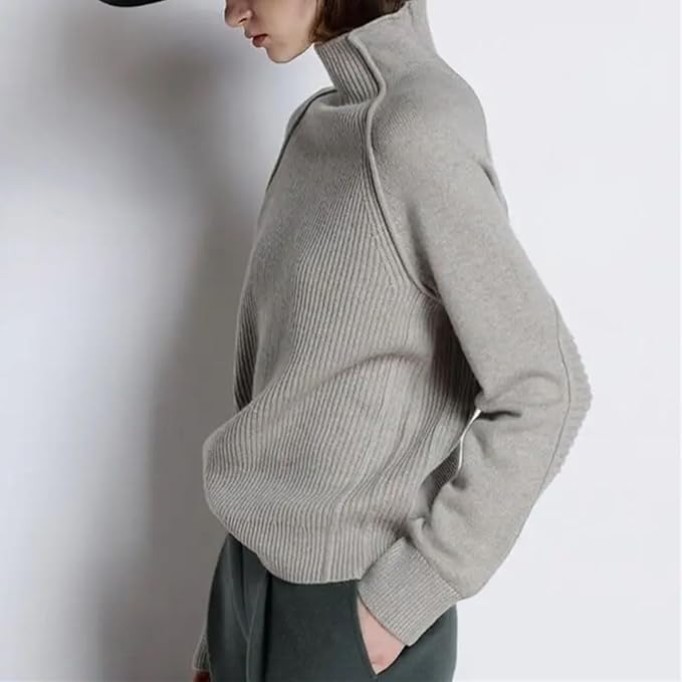 Women’S Cashmere Sweater Turtleneck Keep Warm Long Sleeve Knitted Casual Loose FIT Pullover Tops