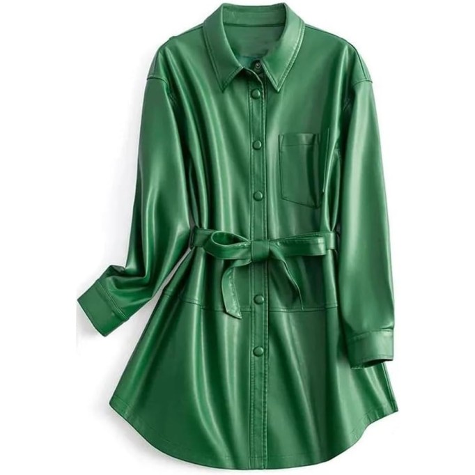 Women's Real Split Sheepskin Coat Mid-Length Single-Breasted Belted Casual Leather Jacket