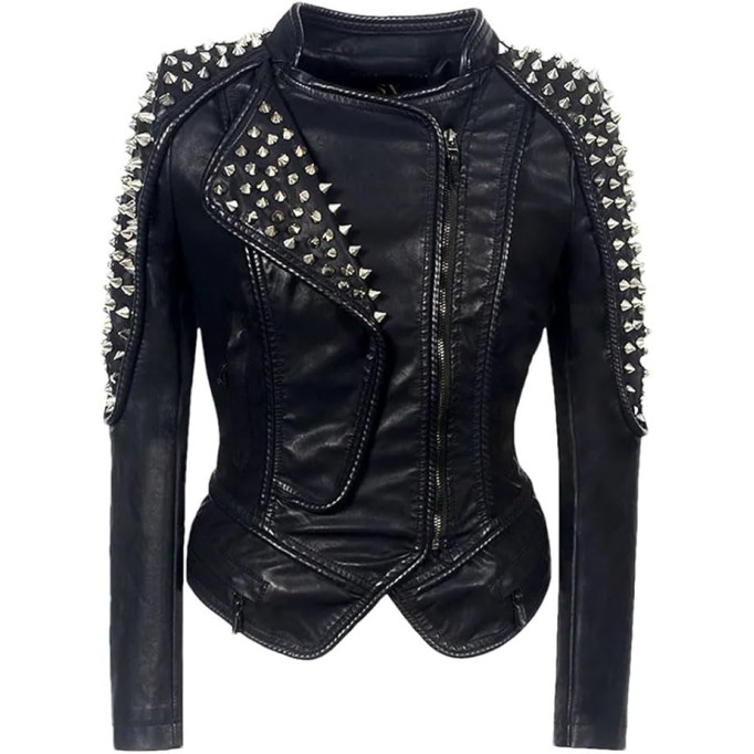 Women's Steampunk Rock Leather Jacket Rivet Slim Short Gothic PU Motorcycle Biker Fashion Coat