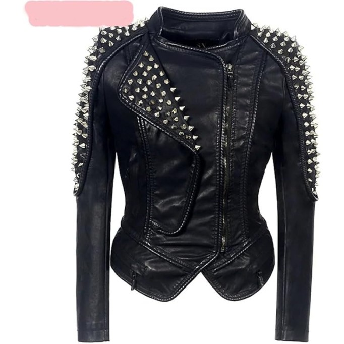 Women's Steampunk Rock Leather Jacket Rivet Slim Short Gothic PU Motorcycle Biker Fashion Coat