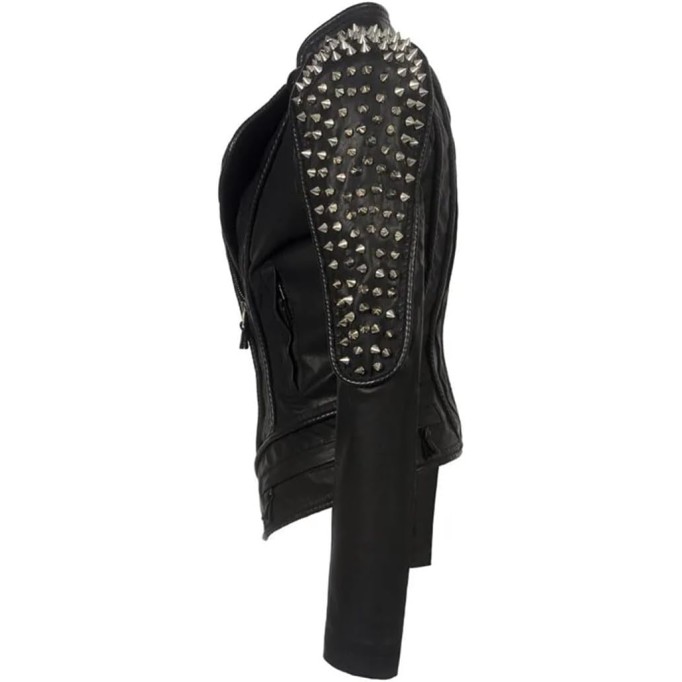 Women's Steampunk Rock Leather Jacket Rivet Slim Short Gothic PU Motorcycle Biker Fashion Coat