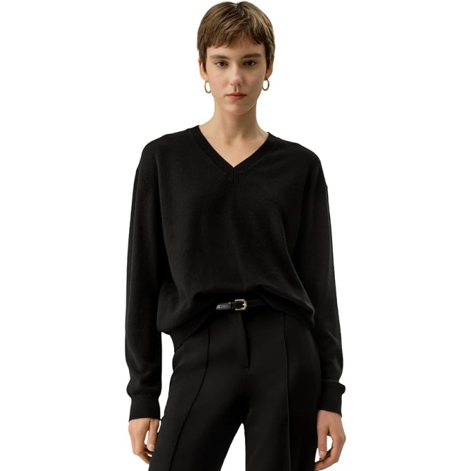 Women's 100% Baby Cashmere V-Neck Sweater Lightweight Long Sleeve Pullover Knitted Top Casual