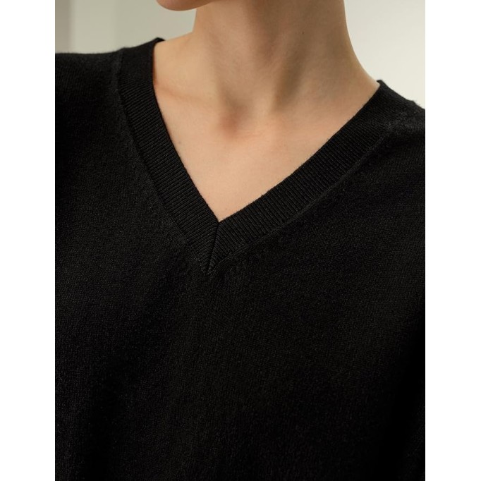 Women's 100% Baby Cashmere V-Neck Sweater Lightweight Long Sleeve Pullover Knitted Top Casual