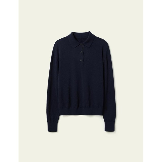 100% Baby Cashmere Sweater Polo Shirt for Women Long-Sleeve Casual Business Pullover Fall