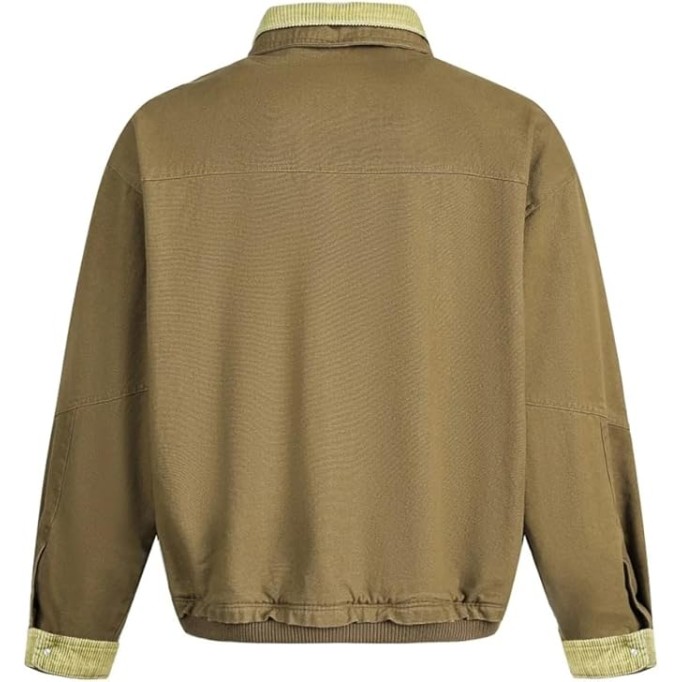 Mens Multi-Pocket Spliced Jacket Autumn Retro Casual Single Breasted Lapel Loose Outerwear Coat