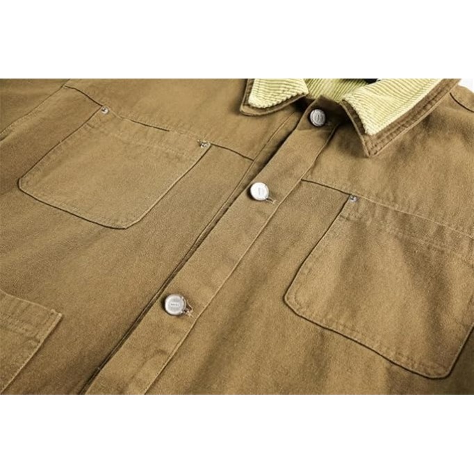 Mens Multi-Pocket Spliced Jacket Autumn Retro Casual Single Breasted Lapel Loose Outerwear Coat