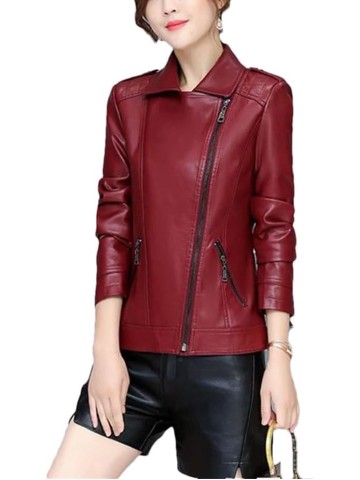 Women Moto Jacket Spring Autumn Trendy Slim Short Zipper Sheepskin Leather Coat