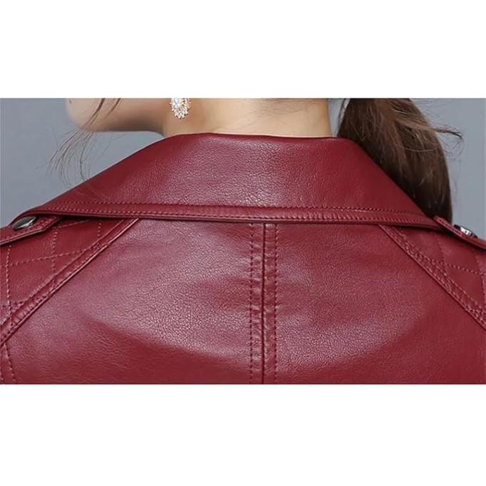 Women Moto Jacket Spring Autumn Trendy Slim Short Zipper Sheepskin Leather Coat
