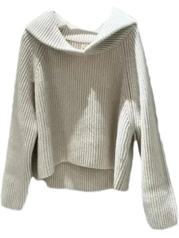Women Wool Sweater Fall Winter Thickened Lapel Knit Loose Casual Pullover Sweaters Tops