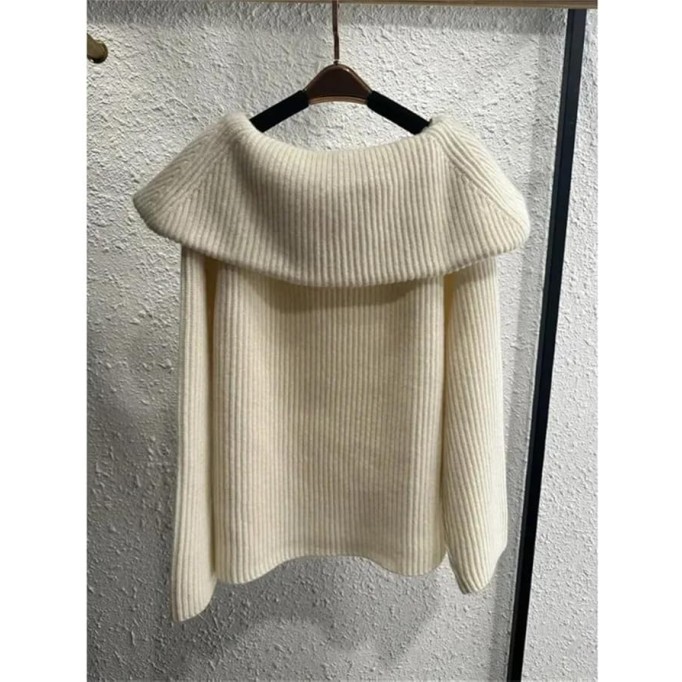 Women Wool Sweater Fall Winter Thickened Lapel Knit Loose Casual Pullover Sweaters Tops