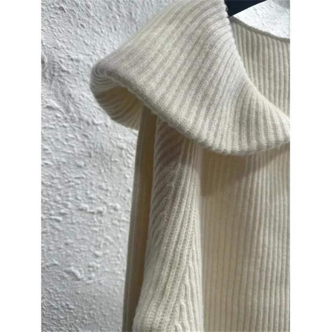 Women Wool Sweater Fall Winter Thickened Lapel Knit Loose Casual Pullover Sweaters Tops