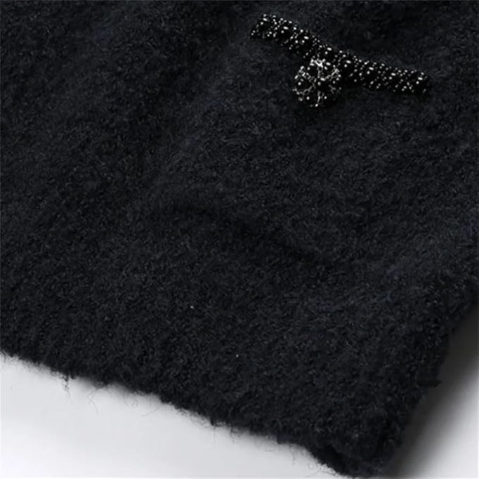 Women Contrast Knitted Pullover V-Neck Long-Sleeved Splicing Loose Knitted Top Casual Sweater