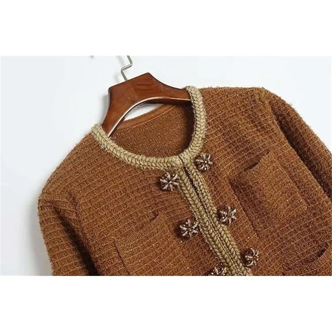 Women's 2 Piece Skirt Set Suit Double-Breasted Sweater Knitted Long-Sleeved Cardigan And Mini Skirts Sets