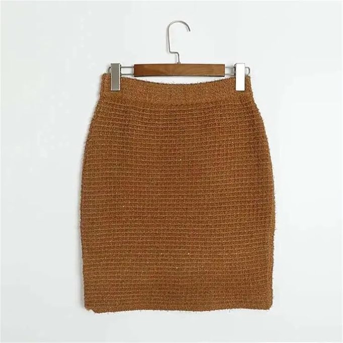 Women's 2 Piece Skirt Set Suit Double-Breasted Sweater Knitted Long-Sleeved Cardigan And Mini Skirts Sets