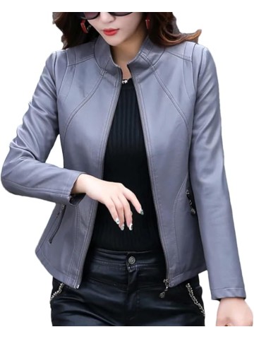 Women's Sheepskin Leather Jacket Slim Fit Motorcycle Coat Short Spring Autumn Fashion Streetwear Outerwear