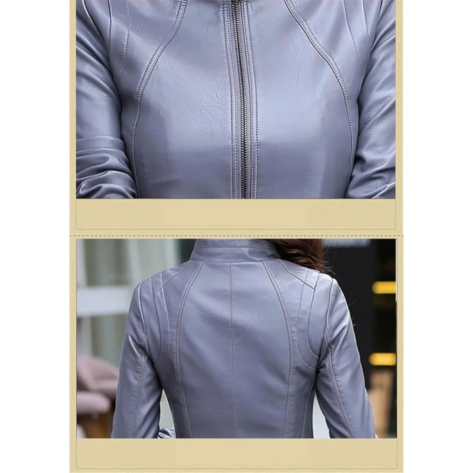 Women's Sheepskin Leather Jacket Slim Fit Motorcycle Coat Short Spring Autumn Fashion Streetwear Outerwear