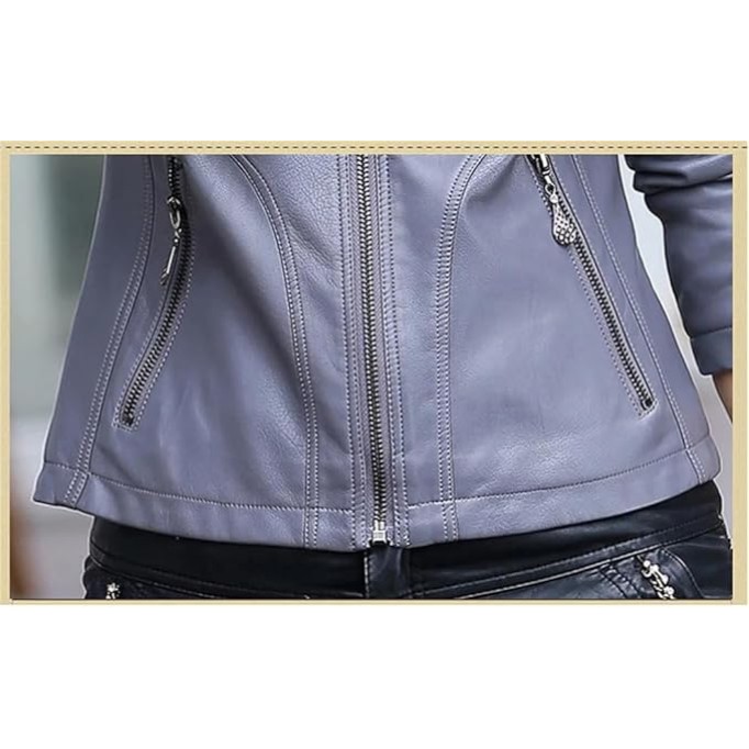Women's Sheepskin Leather Jacket Slim Fit Motorcycle Coat Short Spring Autumn Fashion Streetwear Outerwear