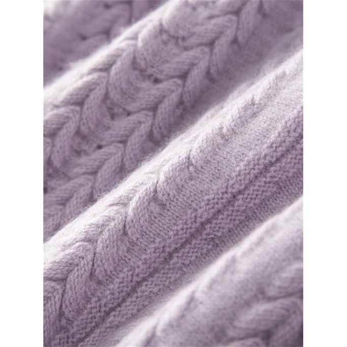 Women's Cashmere Knitted Pullover Sweater Crew Neck Cable Stitch Casual Top