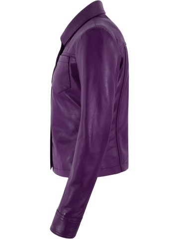 Women's Lambskin Leather Jacket Button Up Western Style Fitted Biker Look Jacket 5642
