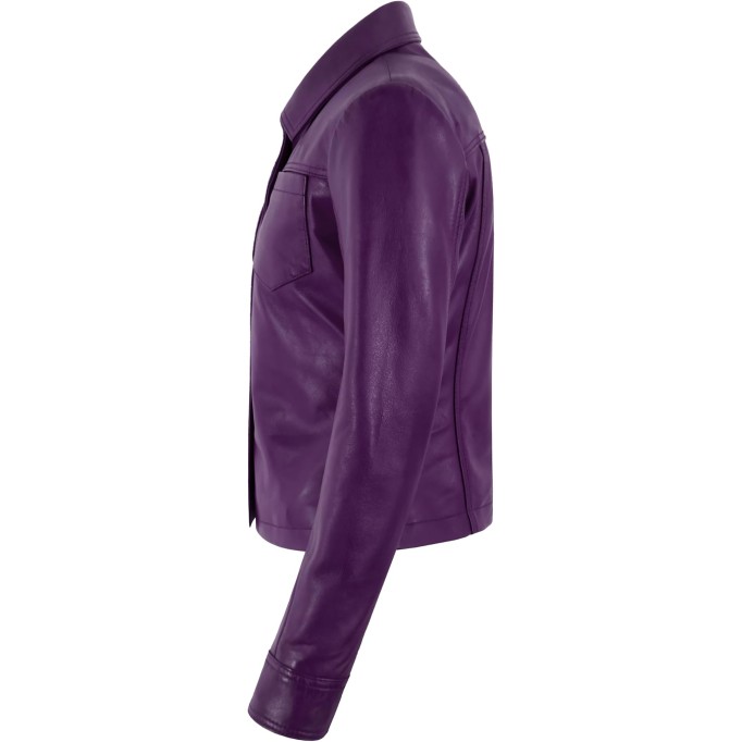 Women's Lambskin Leather Jacket Button Up Western Style Fitted Biker Look Jacket 5642