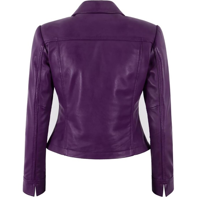 Women's Lambskin Leather Jacket Button Up Western Style Fitted Biker Look Jacket 5642