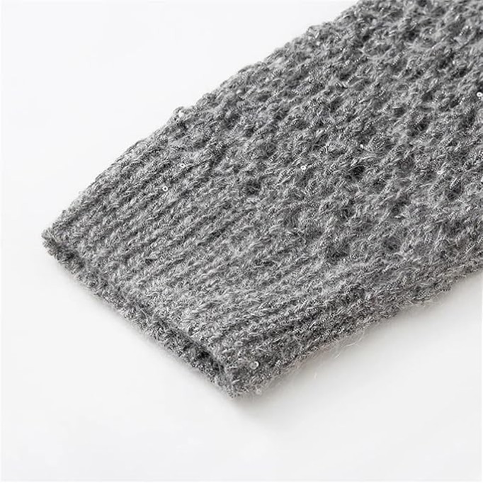 Women's Hollow Knit Sweater V-Neck Long Sleeve Loose Short Jumper Commuting Casual Loose Sweater