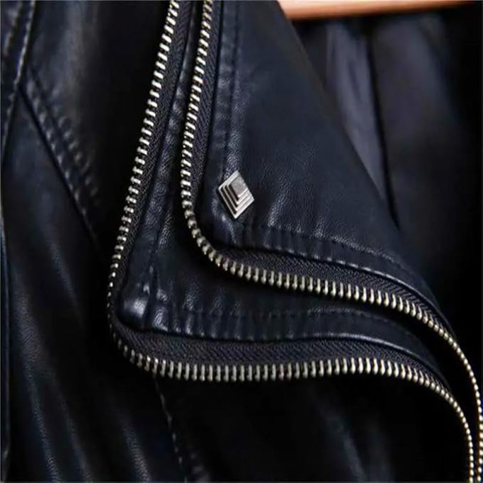 Women Rivet Double Zipper Hip Hop Slim Leather Motorcycle Top Coats Plus Jackets